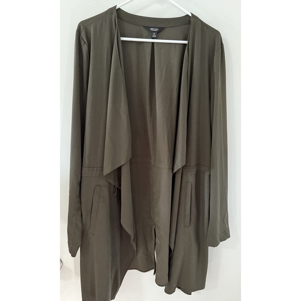 Simply Vera Vera Wang Flyaway Jacket- Color: Olive Landis XL